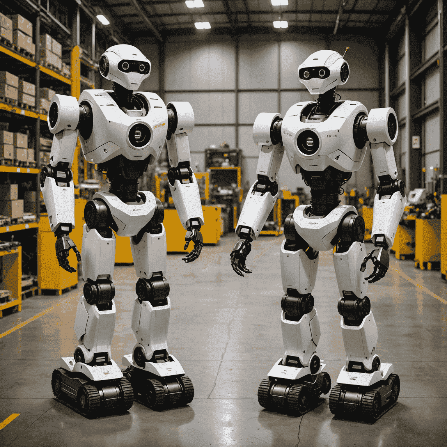 A side-by-side comparison of TreeU's efficient robot design (left) versus a traditional industrial robot (right). The TreeU robot features a more compact form, advanced sensors, and a user-friendly control panel, highlighting its superior efficiency.