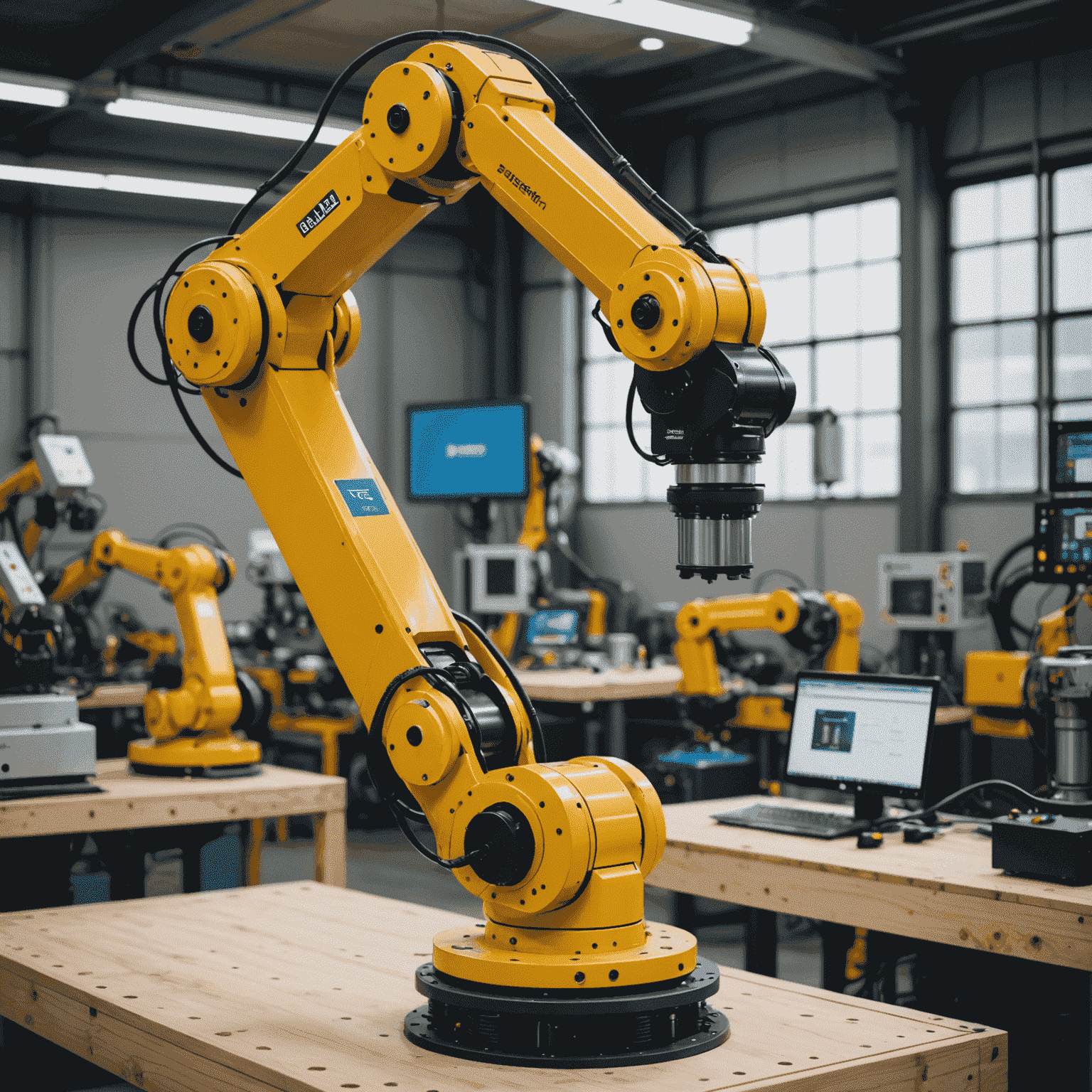 A powerful and efficient industrial robot arm, showcasing sleek design and advanced capabilities for manufacturing environments