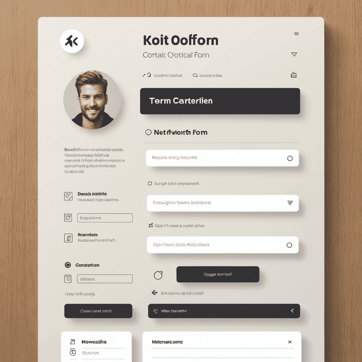 A stylish contact form with modern UI elements, inviting users to request a quote for design services